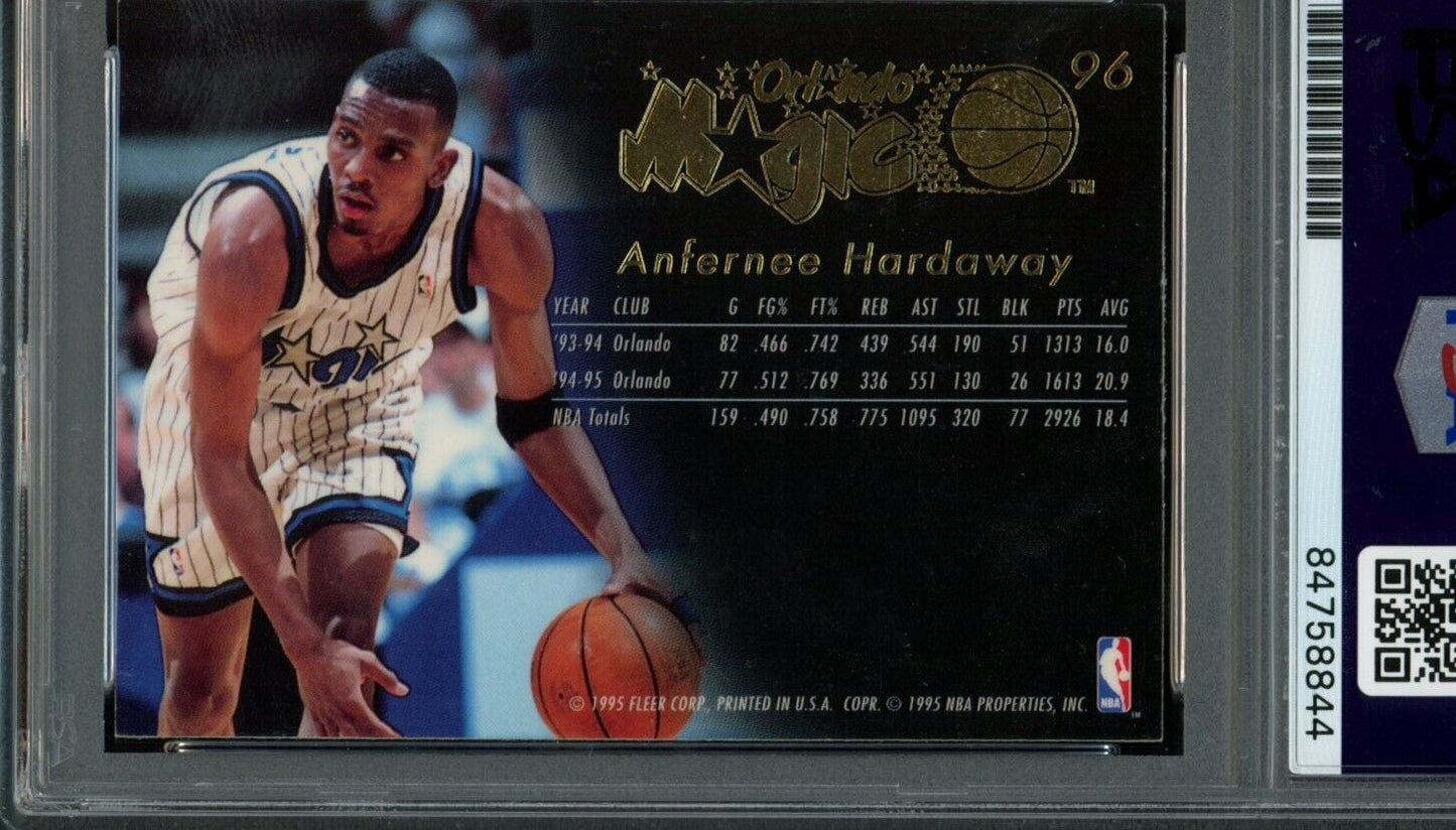 1995-96 Fleer Anfernee Hardaway #96 Authentic Card Signed Magic PSA/DNA 176115