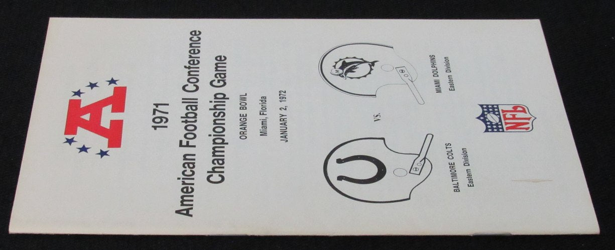 1971 NFL AFC Championship Game Media/Press Guide Colts vs. Dolphins 188818