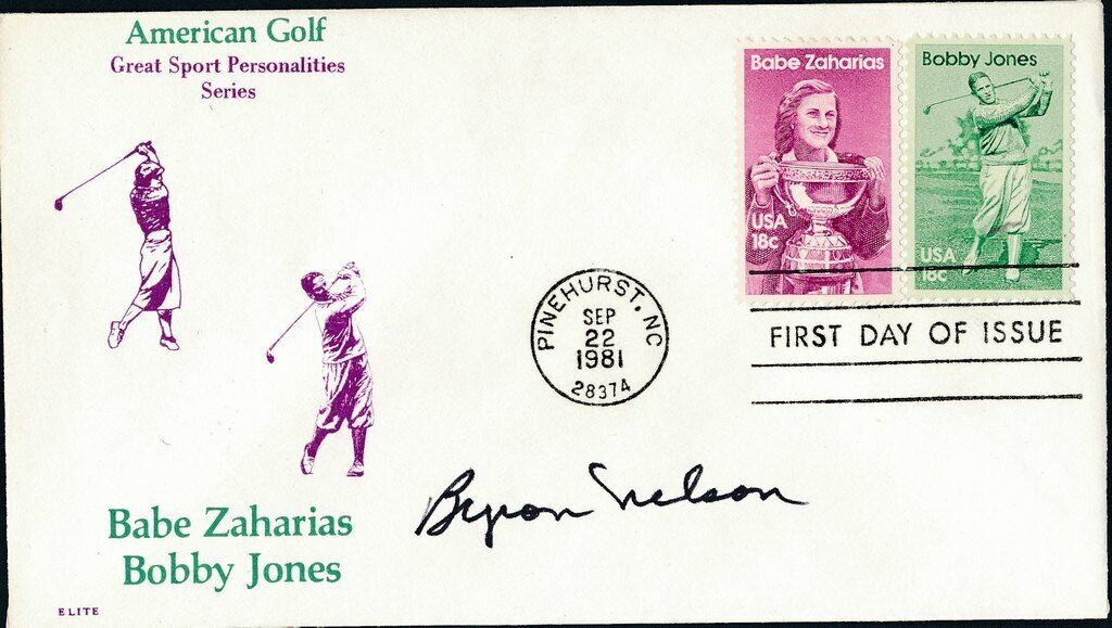 Byron Nelson Signed First Day Cover 9/22/1981 Pinehurst, NC JSA 142524