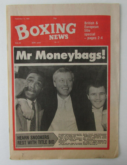 September 15, 1989 Boxing News Magazine Barry Hearn