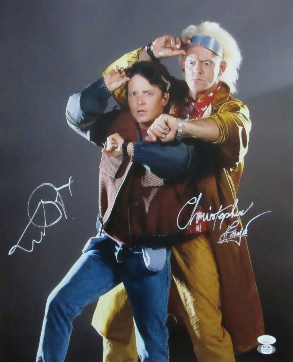 Michael J Fox/Christopher Lloyd Autographed 16x20 Photo "Back To The Future" JSA