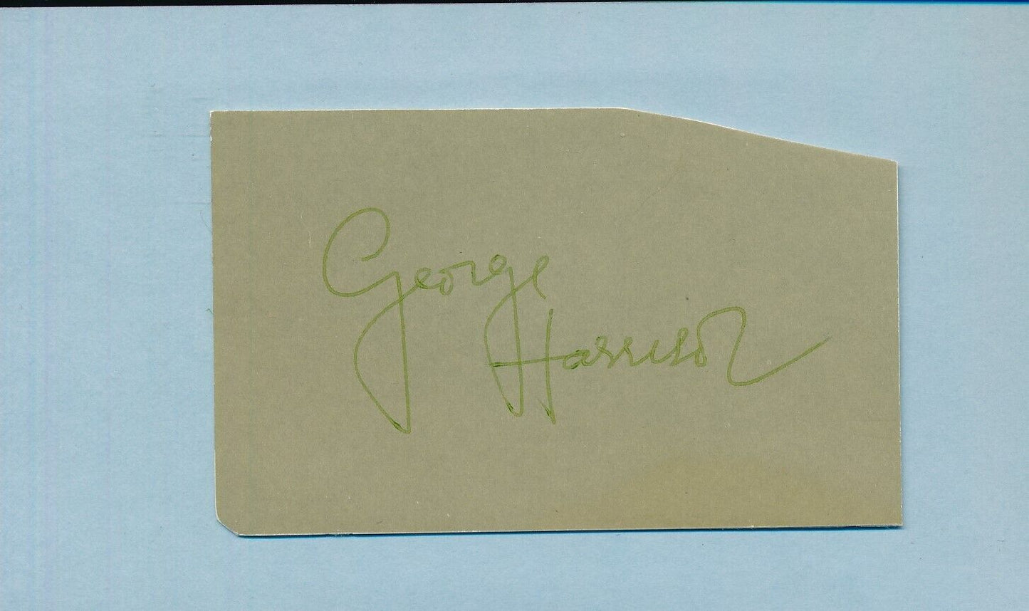 George Harrison Beatles Signed/Auto Cut on 3x5 Index Card JSA 179932