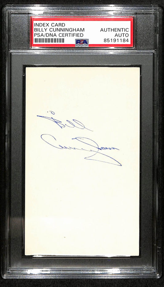 Billy Cunningham HOF Signed/Auto 3x5 Index Card UNC/76ers PSA/DNA 188540