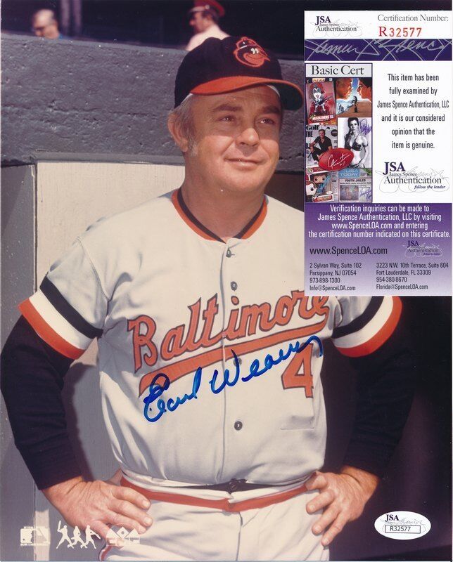 Earl Weaver Braves Signed/Autographed 8x10 Photo JSA 140855