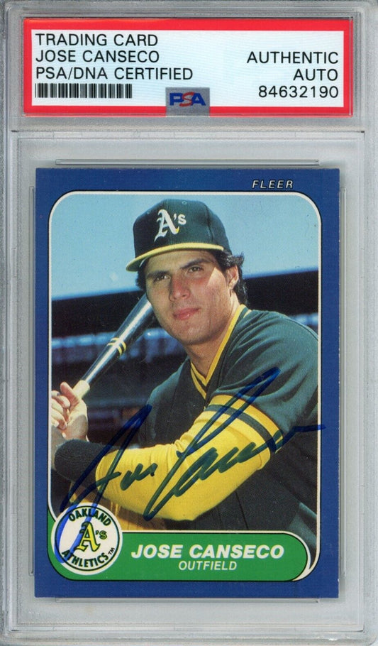 1986 Fleer Update Jose Canseco #U-20 Rookie Card Signed Oakland A's PSA/DNA