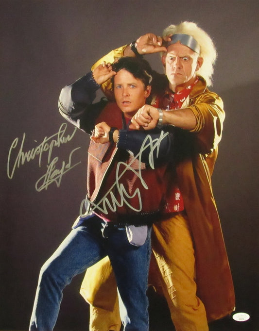 Michael J Fox/Christopher Lloyd Sign/Auto16x20 Photo Back to the Future JSA 3679