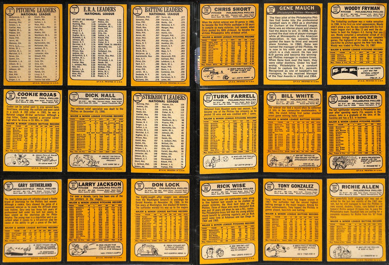 1968 TOPPS Baseball Philadelphia Phillies Team Set 30 Cards Richie Allen 189416