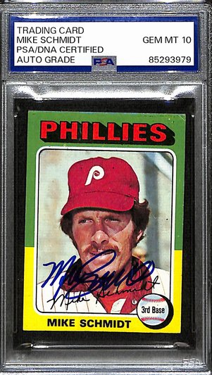 1975 Topps Mike Schmidt Phillies #70 Card Signed PSA/DNA GEM MINT 10 187949