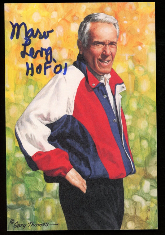 Marv Levy HOF Autographed/Inscribed Goal Line Art GLAC Postcard Bills JSA