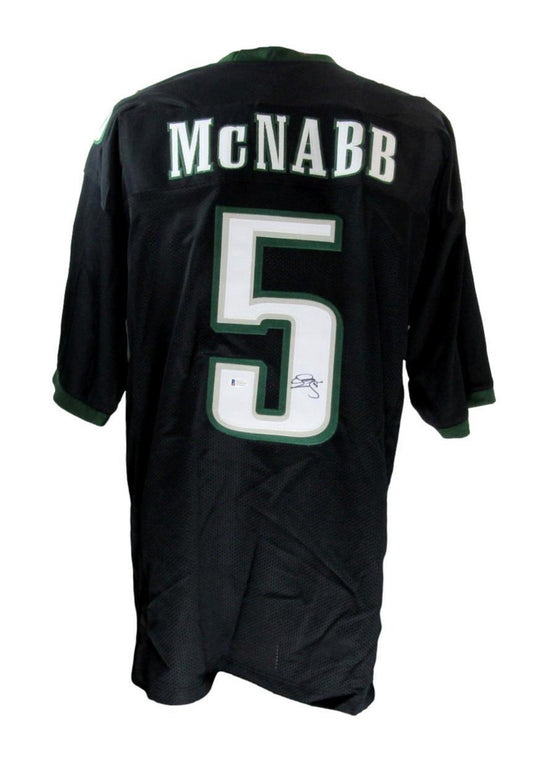 Donovan McNabb Autographed Black Custom Football Jersey Eagles Beckett