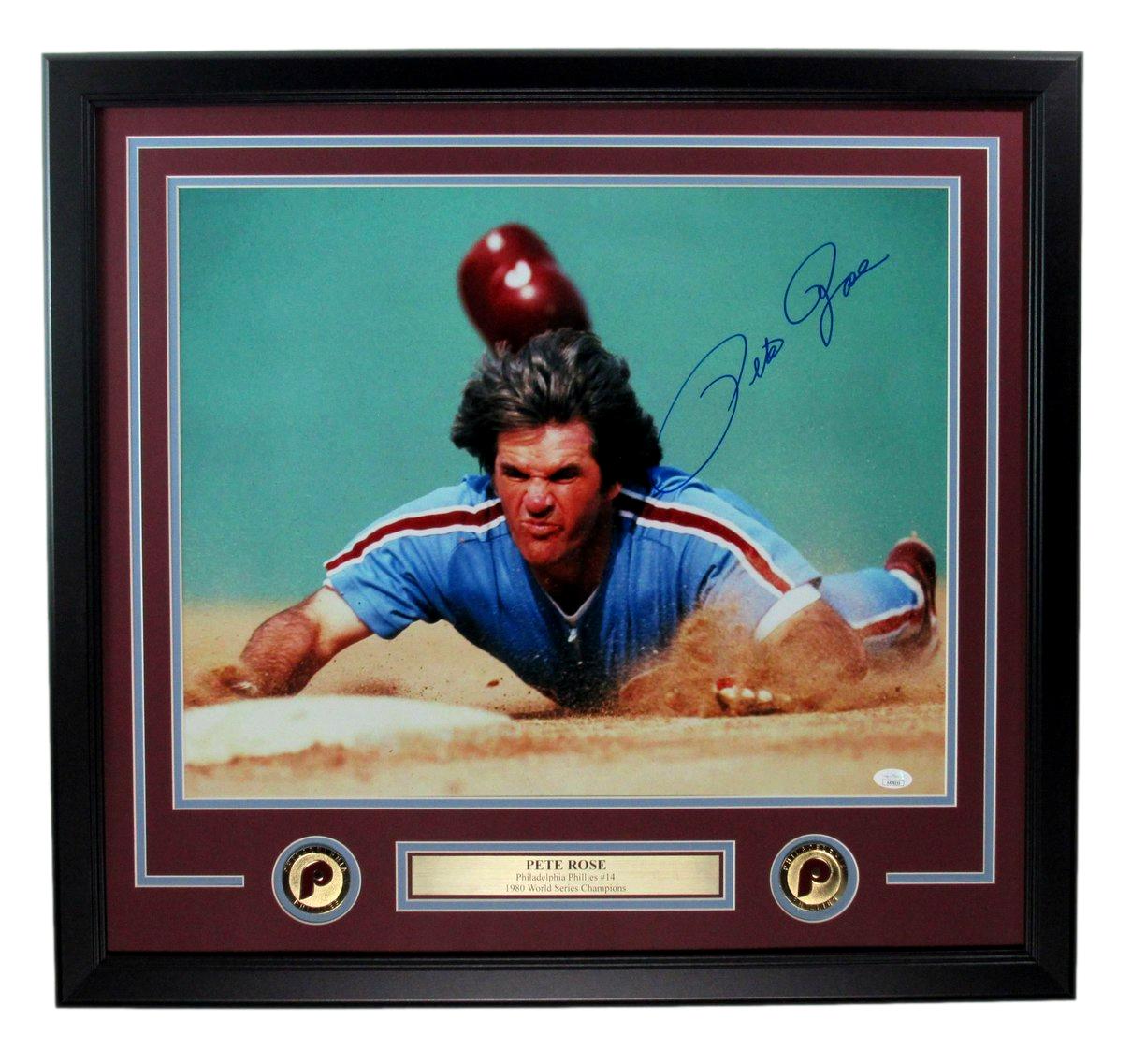 Pete Rose Signed 16x20 Photo Philadelphia Phillies Framed JSA 186168