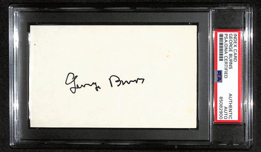 George Burns Signed 3x5 Index Card Comedian, Actor, Writer PSA/DNA 184351