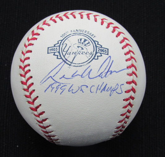 Allen Watson Signed/Auto Yankees 100th OML Baseball MAB Inscr 187077
