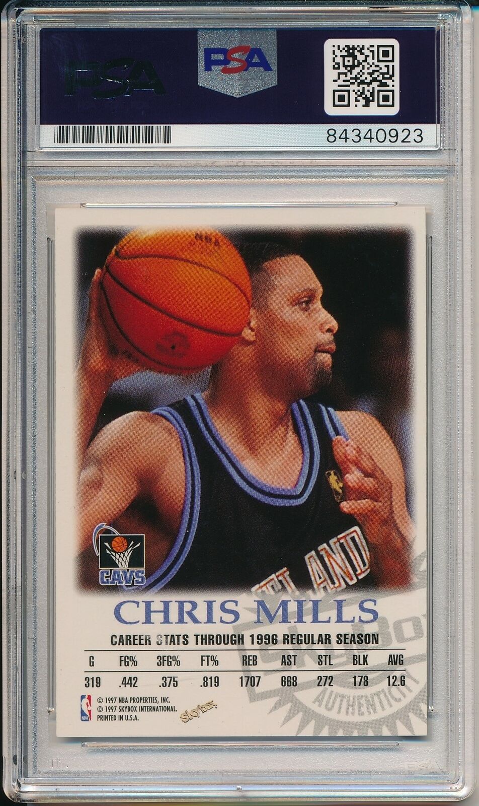 Chris Mills Cavaliers Signed/Autographed 1997 Skybox Card PSA/DNA 163606