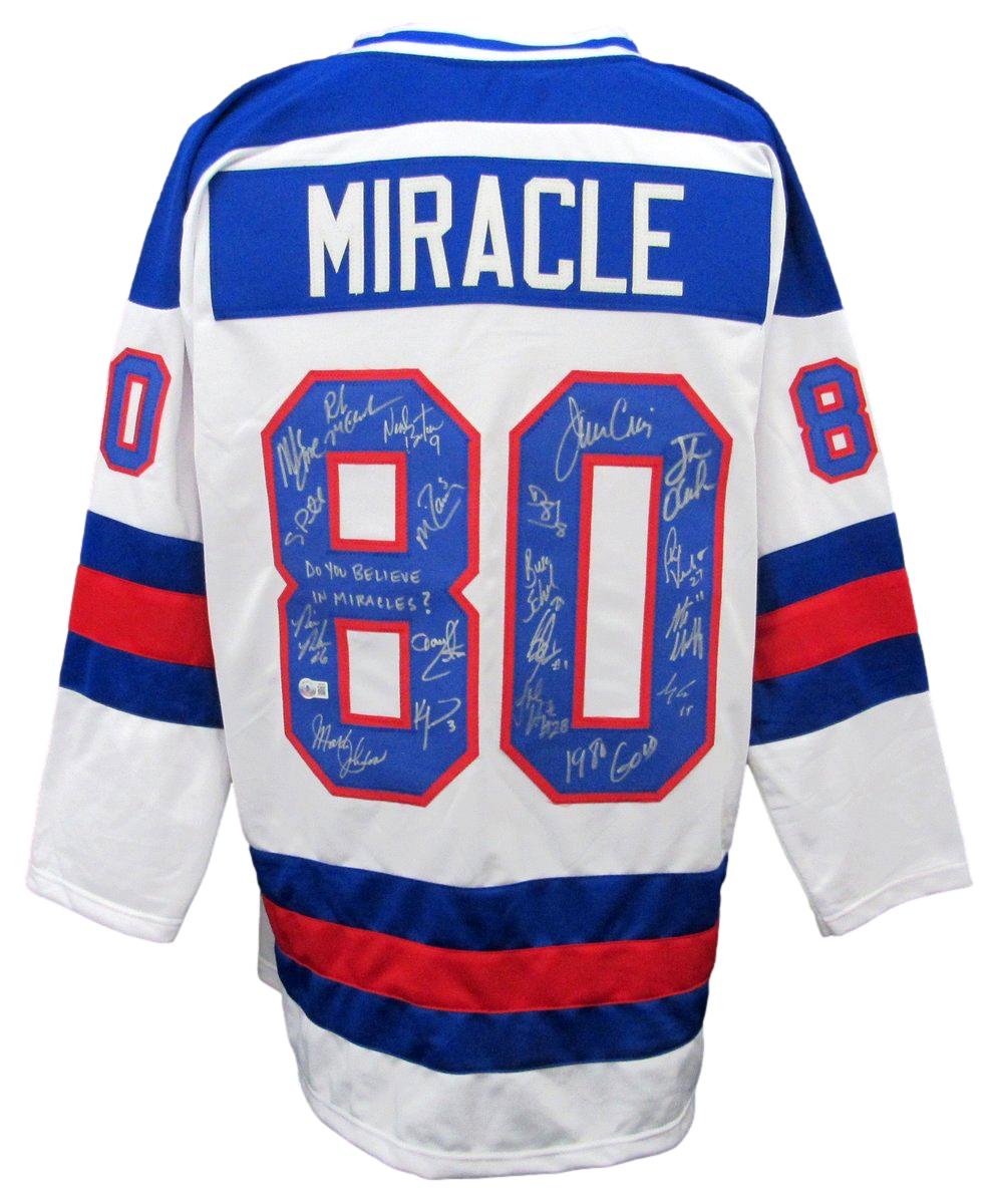 1980 Miracle on Ice Team Signed (18 Signatures) Hockey Jersey Beckett 192966