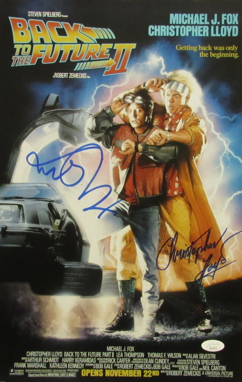 Michael J Fox/Christopher Lloyd sign/auto 11x17 Movie Poster JSA/BAS 173672