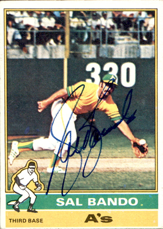 Sal Bando Autographed 1976 TOPPS Card #90 Oakland A's 183484
