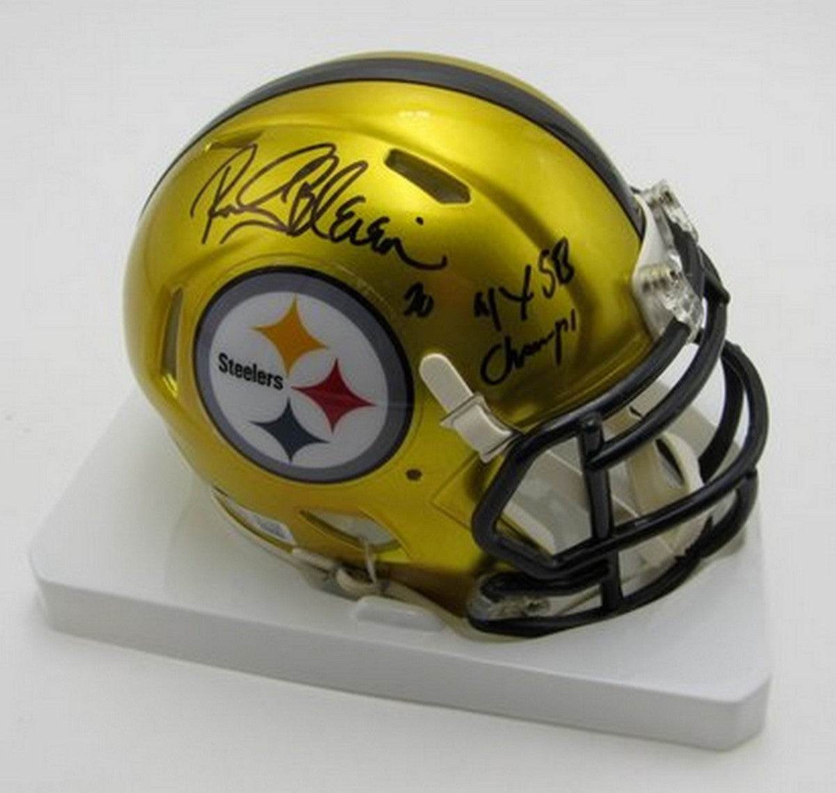 Rocky Bleier HOF Signed/Inscr Flash Mini Helmet Steelers Becket Witness 191563