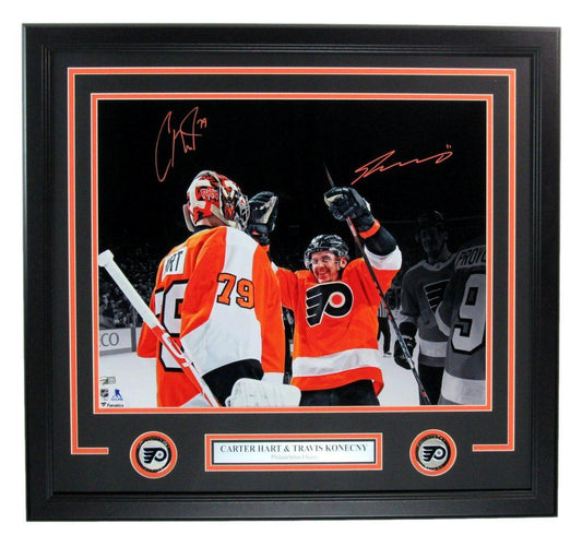 Carter Hart/Travis Konecny Dual-Autographed 16x20 Photo Flyers Framed Fanatics