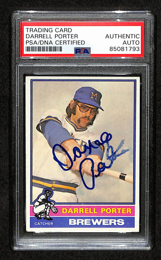 Darrell Porter Signed 1976 Topps Card #645 Milwaukee Brewers PSA/DNA 184535