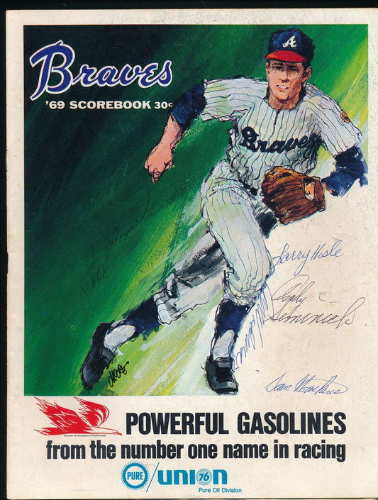 1969 Atlanta Braves vs. Philadelphia Phillies Multi-Autographed Program 178093