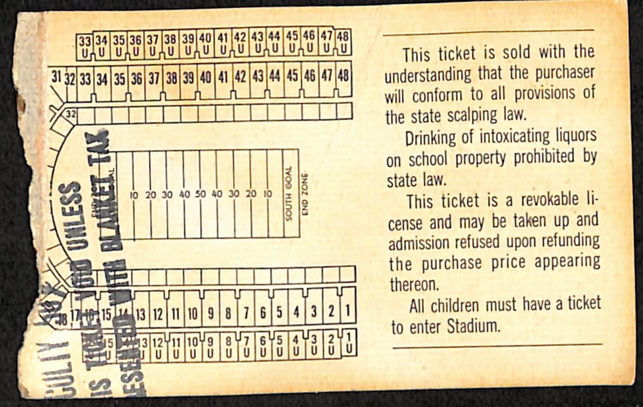 Texas Longhorns Football Ticket VS SMU 10/29/1966 187570
