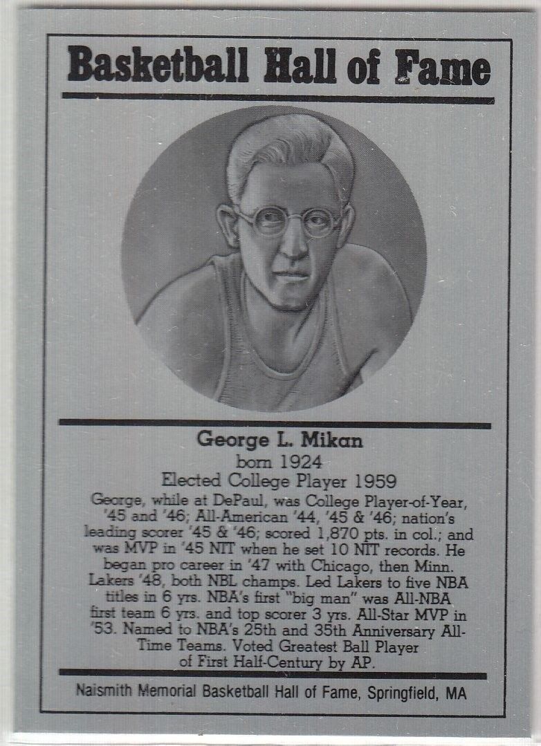 1986-2002 Basketball Hall of Fame Metallic GEORGE L. MIKAN Series 12 128806