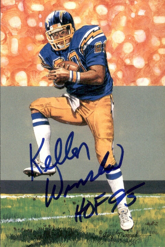 Kellen Winslow HOF Autographed/Inscr Goal Line Art GLAC Postcard Chargers JSA