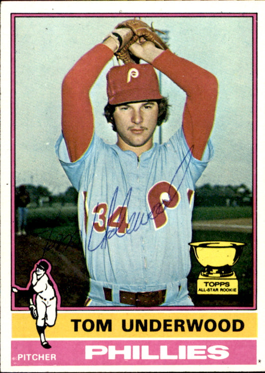 Tom Underwood Autographed 1976 TOPPS Card #407 Phillies 183438