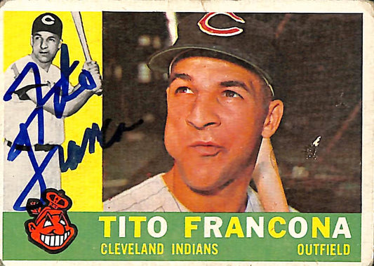 1960 TOPPS #30 Tito Francona Cleveland Indians Signed/Auto Card 190951