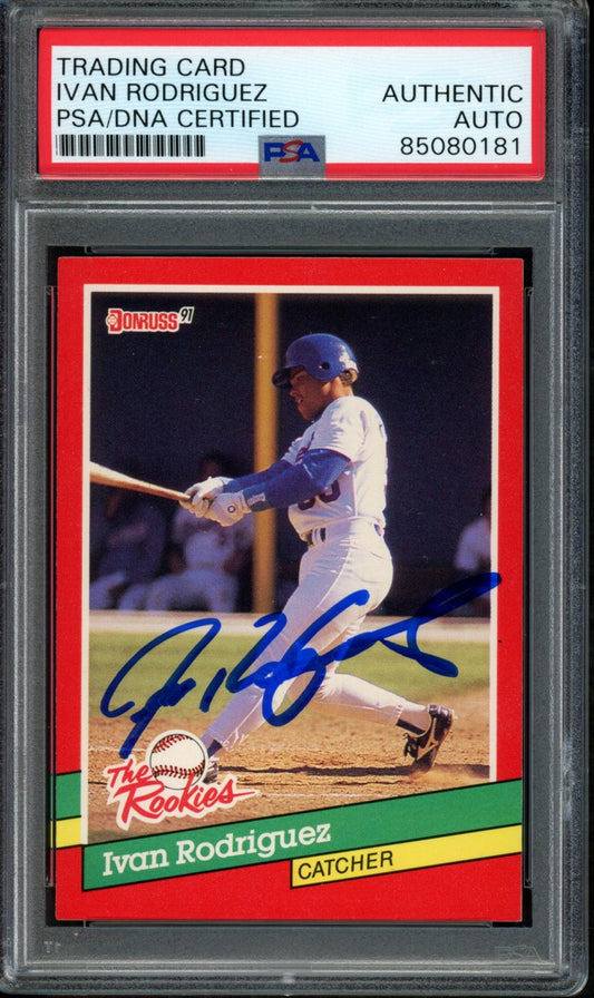 Ivan Rodriguez HOF Signed 1991 Donruss The Rookies Card #33 Rangers PSA/DNA