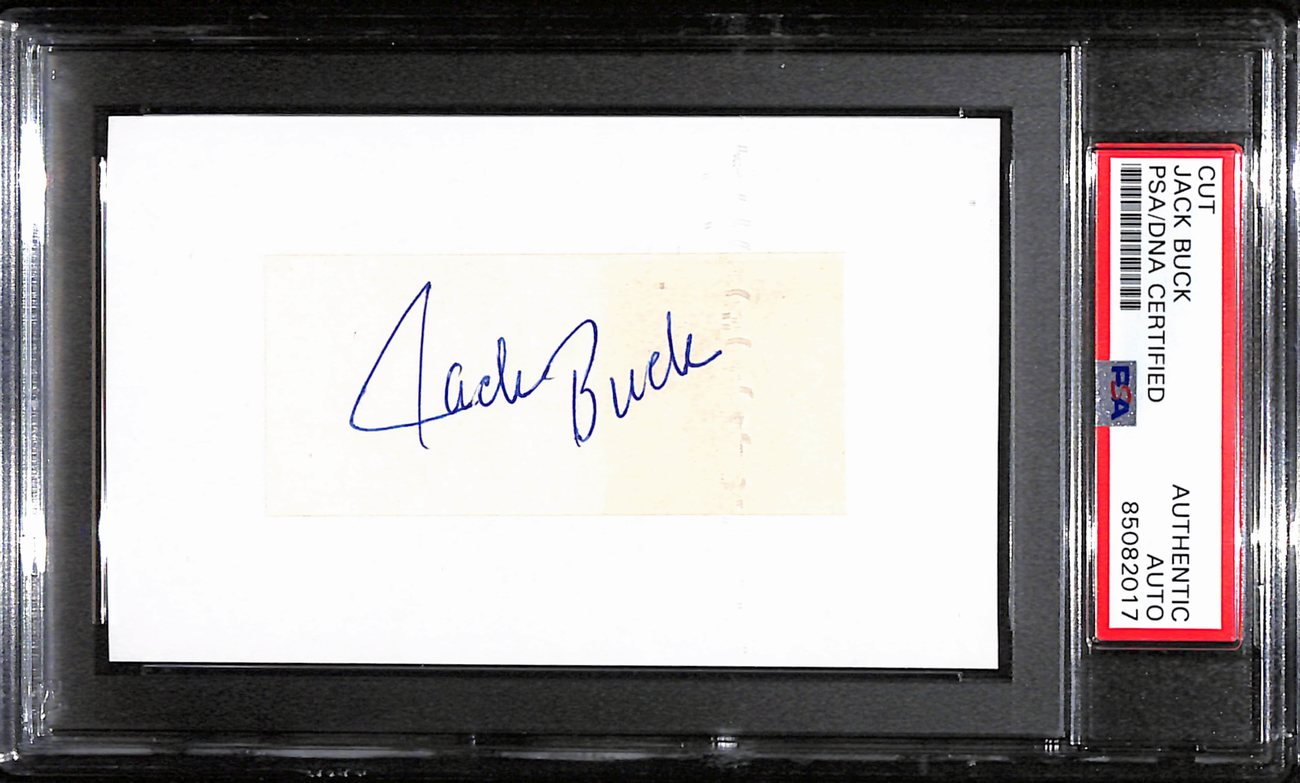 Jack Buck HOF Autographed 3x5 Index Card Sportscaster Cardinals PSA/DNA 184802