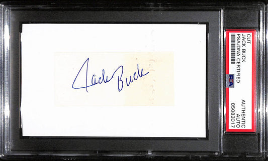Jack Buck HOF Autographed 3x5 Index Card Sportscaster Cardinals PSA/DNA 184802