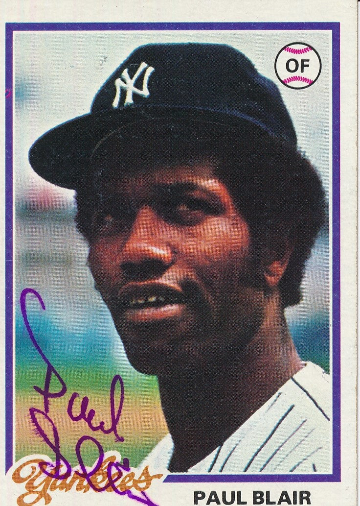 Paul Blair Autographed 1978 TOPPS Card #114 New York Yankees 183030