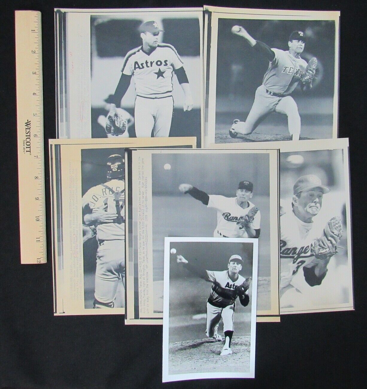 Lot of 6 Nolan Ryan Astros/Rangers Unsigned 7.5x8.5 Wire Laser Photos 150165