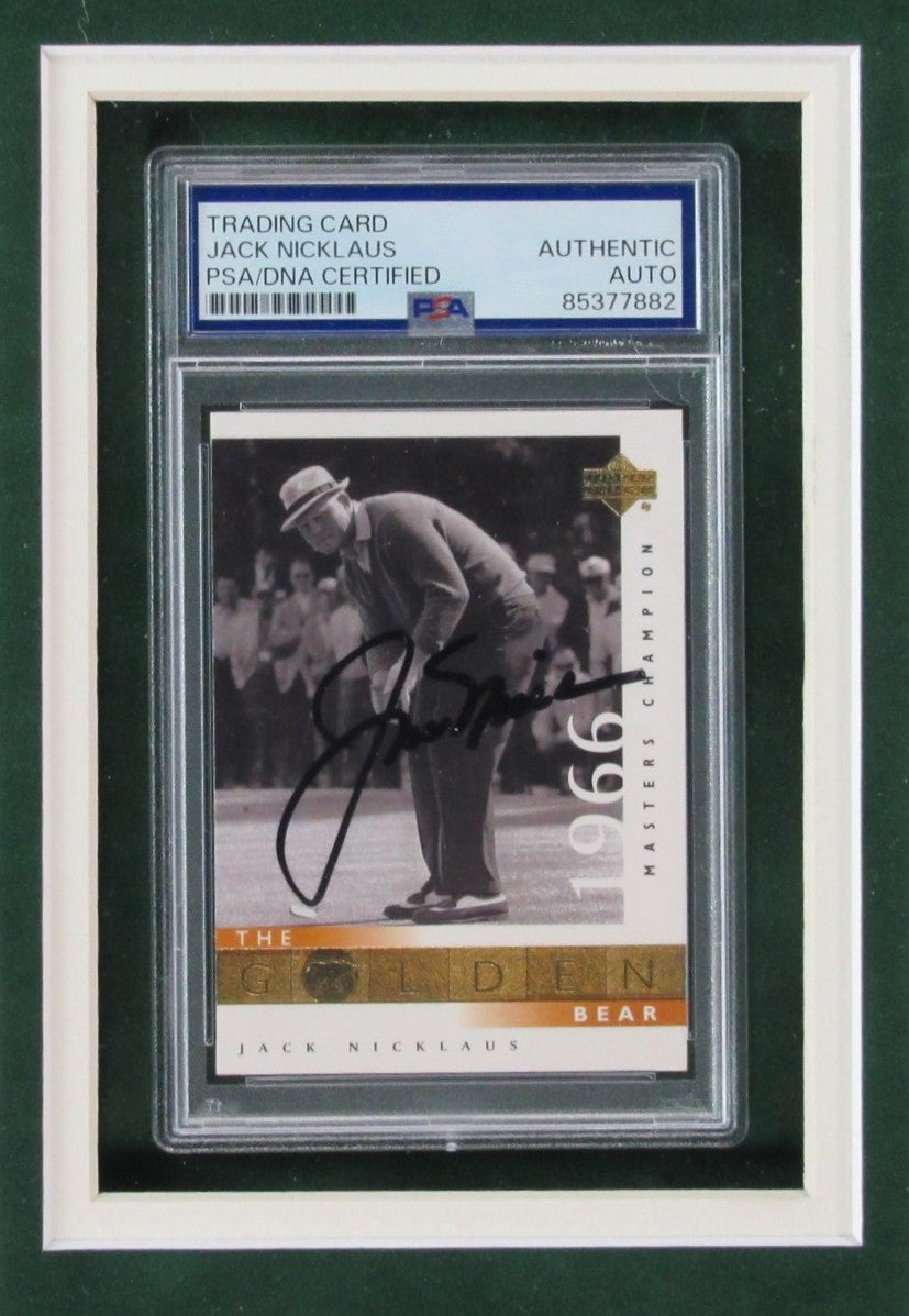 Jack Nicklaus Signed/Auto Trading Card with Photo Collage Framed PSA/DNA 192639