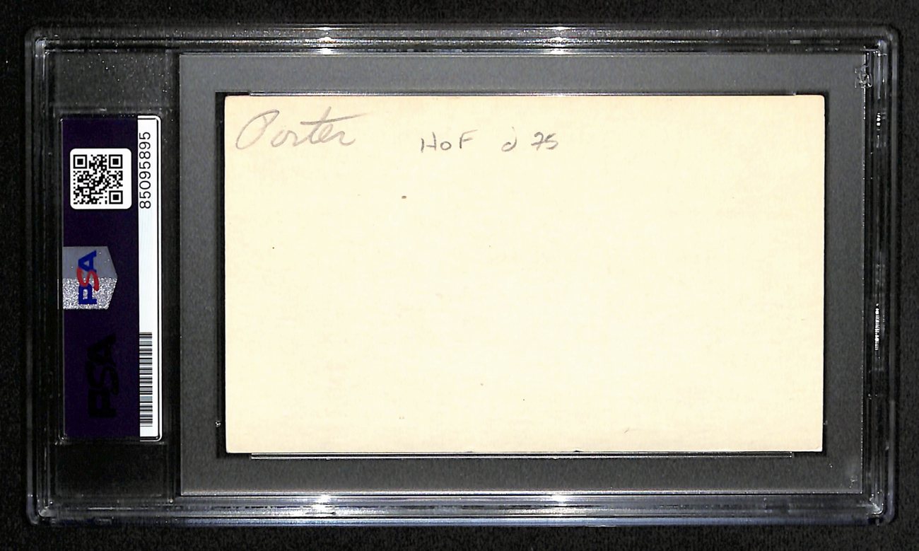 H.V. Porter HOF Signed 3x5 Index Card Coined "March Madness" PSA/DNA 185475