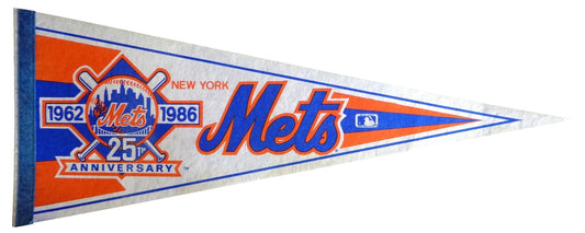 Vintage 1986 New York Mets 25th Aniversary 30x12 Felt Pennant 176867