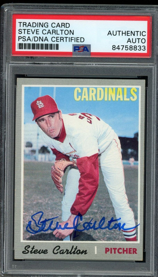 1970 TOPPS Steve Carlton HOF #220 Authentic Card Signed Cardinals PSA/DNA