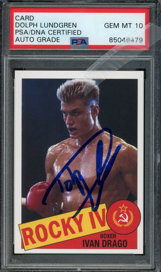 Dolph Lundgren Autographed Rocky IV Ivan Drago Trading Card PSA/DNA GEM MINT 10