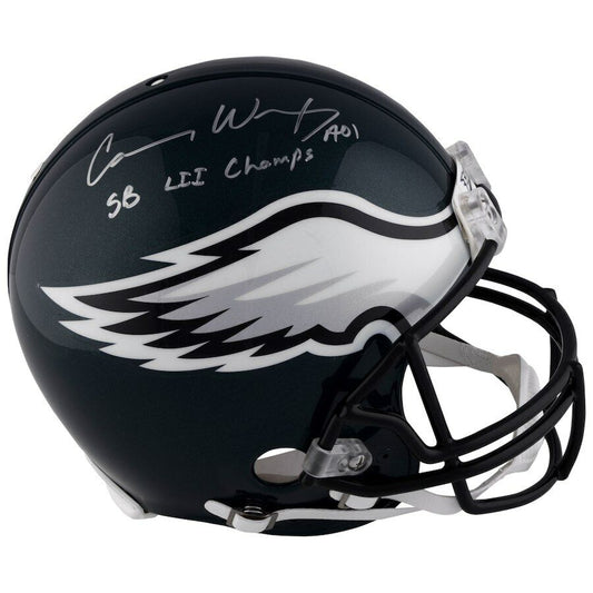 Carson Wentz Eagles Signed SB LII Champs Riddel Pro-Line Helmet Fanatics 137295