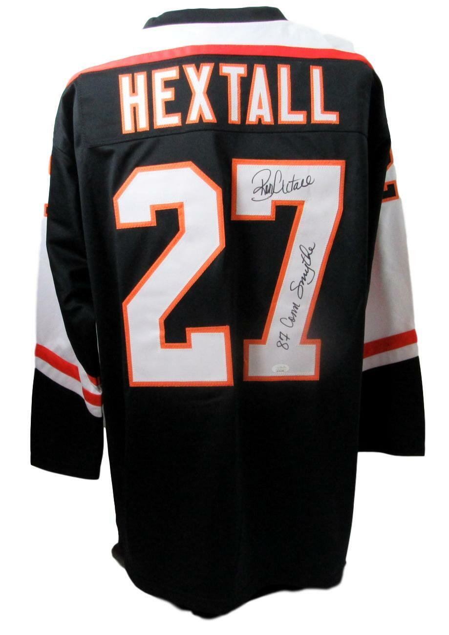 Ron Hextall Flyers Jersey Signed inscr 87 Conn Smythe Black Custom JSA 154964