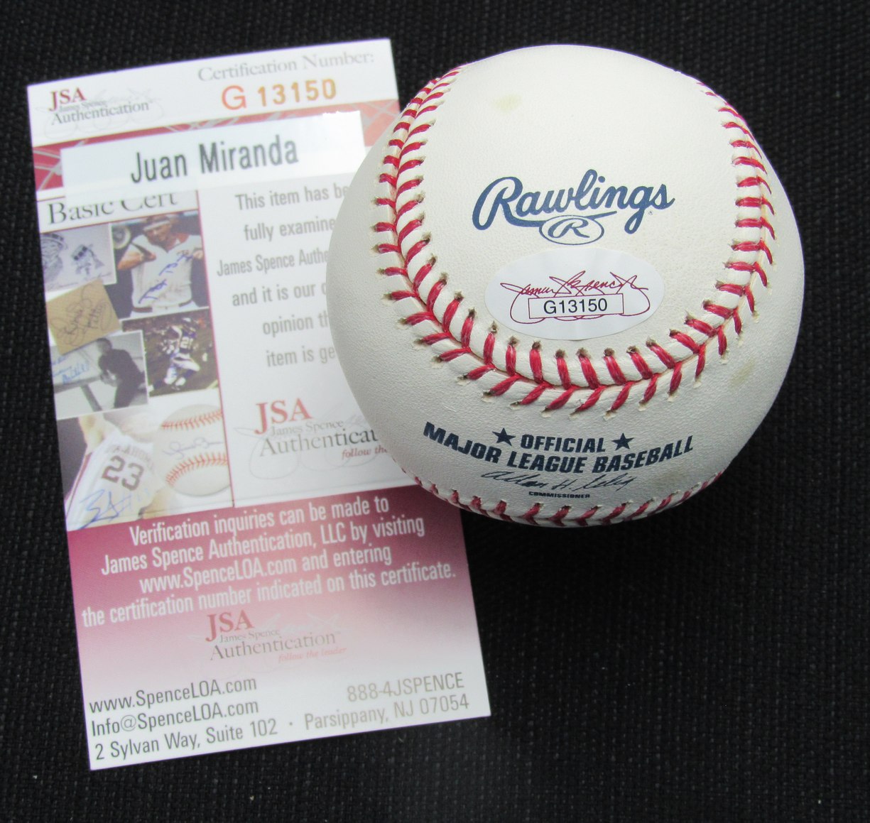 Juan Miranda Signed/Auto Yankees 100th OML Baseball JSA  186965