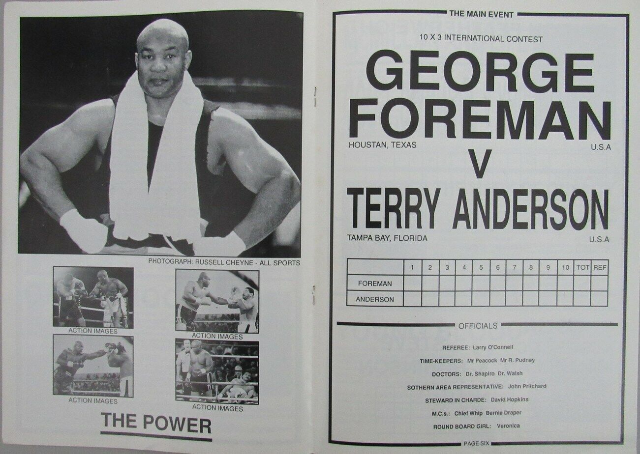 George Foreman vs. Terry Anderson September 25, 1990 Official Program 162278