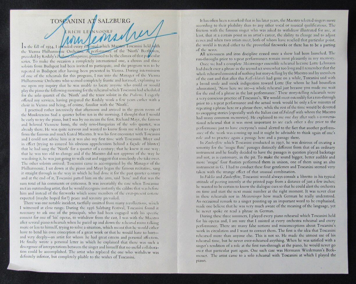 Erich Leinsdorf Conductor Autographed Magazine PSA/DNA 177029