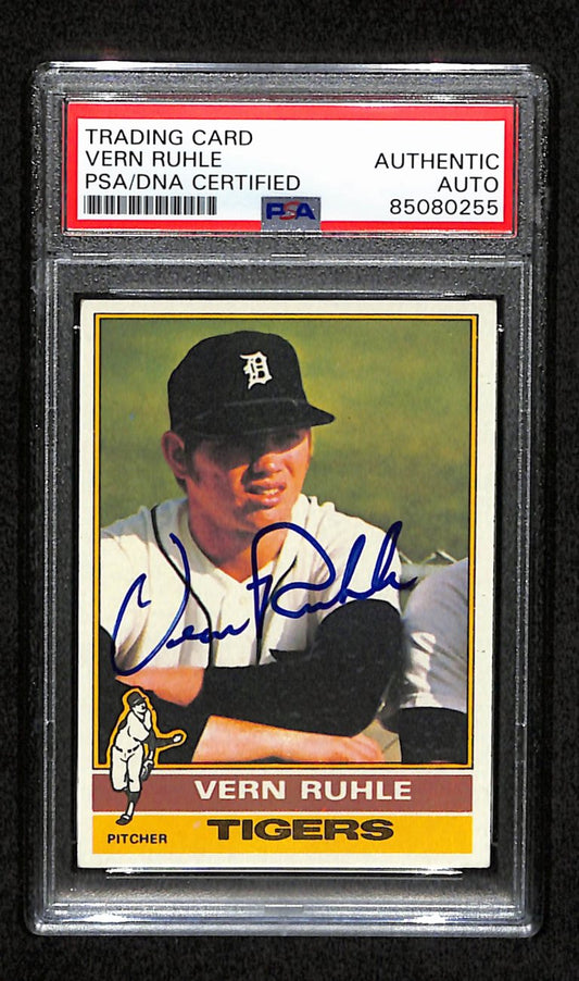 Vern Ruhle Signed 1976 Topps Card #89 Detroit Tigers PSA/DNA 184431