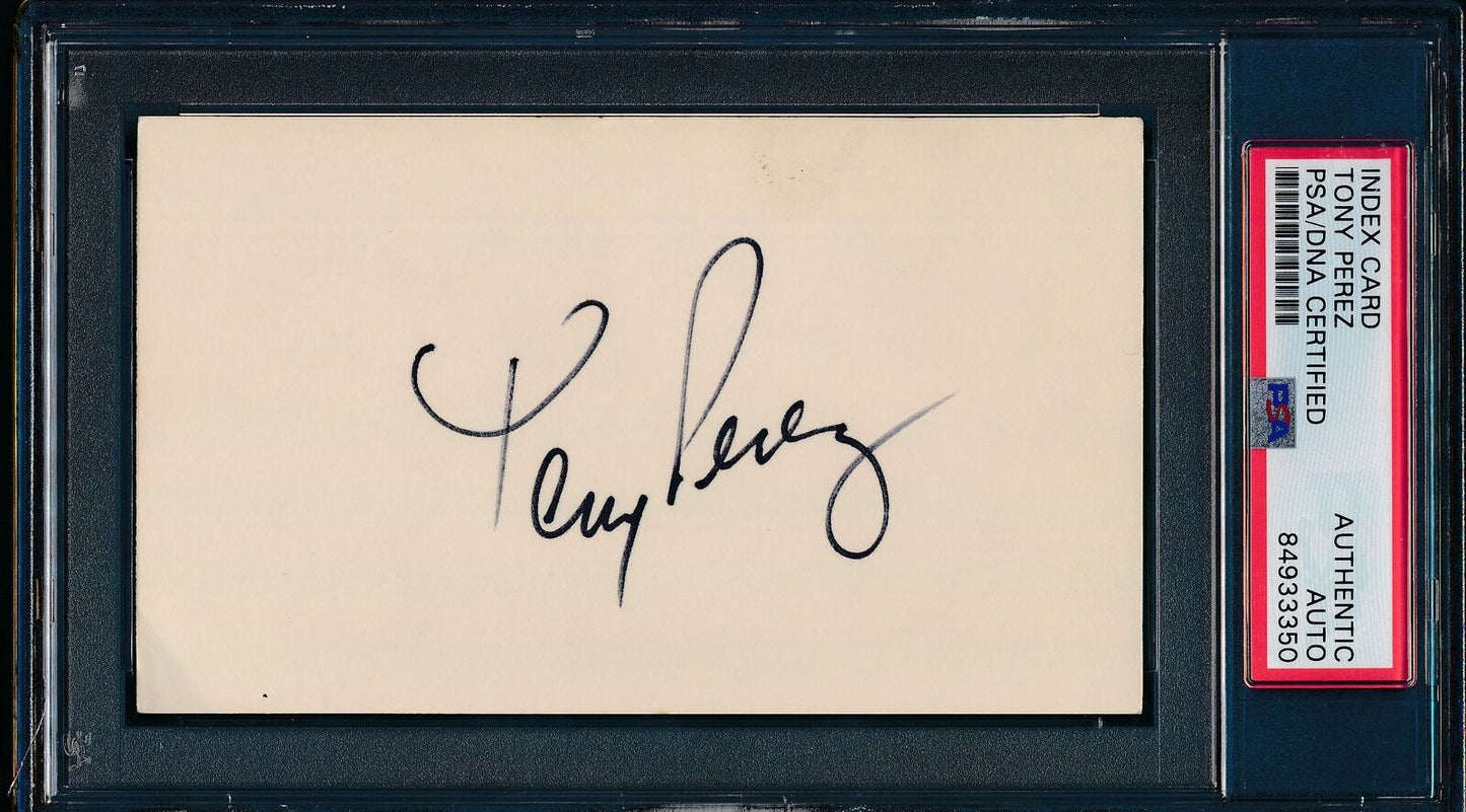 Tony Perez HOF Autographed 3x5 Index Card Cincinnati Reds PSA/DNA 179472