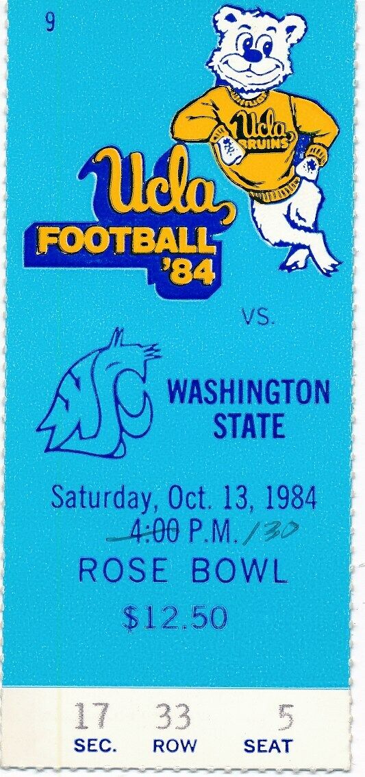 1984 UCLA Bruins vs. Washington State Football Game Ticket Stub 148671