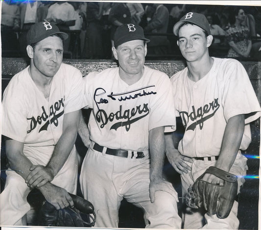 Leo Durocher HOF Autographed 8x7 B/W Photo Brooklyn Dodgers JSA