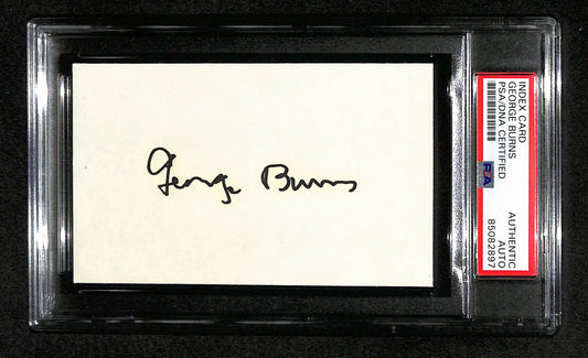 George Burns Signed 3x5 Index Card Comedian, Actor, Writer PSA/DNA 184348